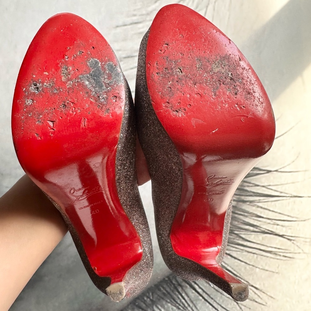 🌺 CHRISTIAN LOUBOUTIN🌺 Lady Peep 150 Glitter Pumps Size: 40 - Picture 15 of 15